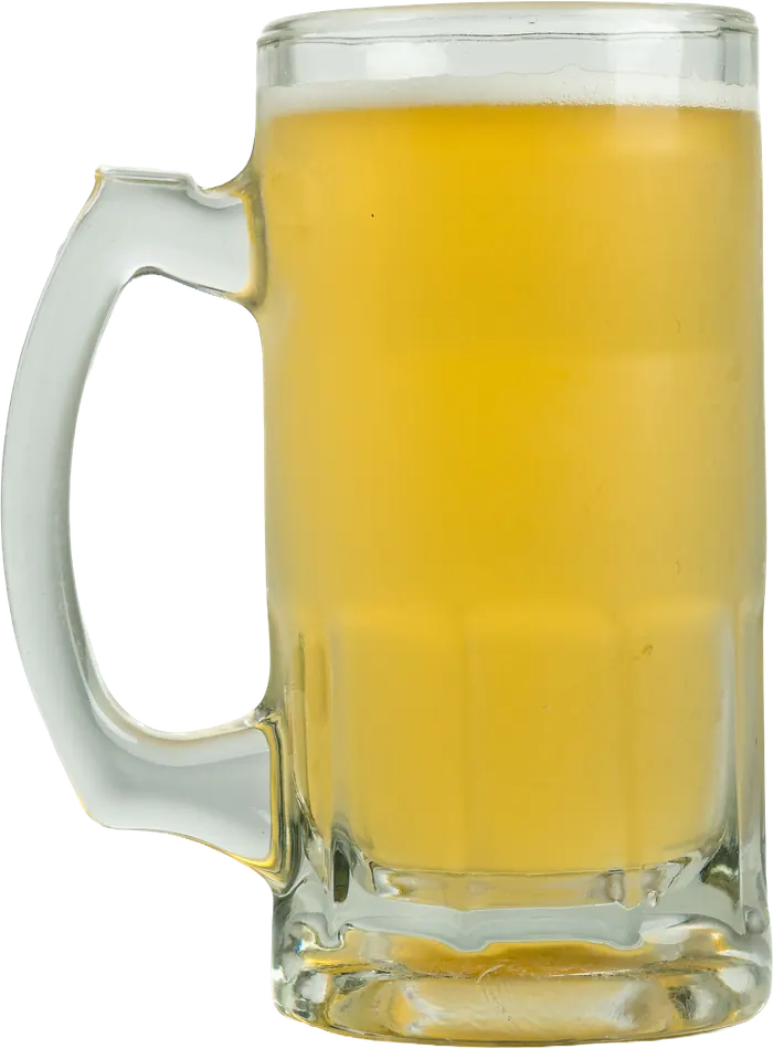 Cerveza clara de barril en tarro de vidrio.